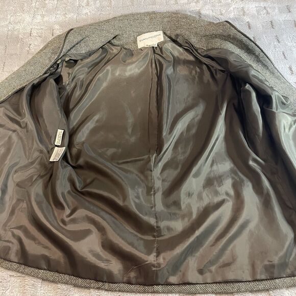 Women's Vtg Evan Picone Green Herringbone Tweed Jacket Coat Size 10 - Picture 8 of 16
